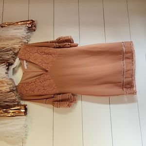 Lace Breast Half Sleeve Blush Pink Dress